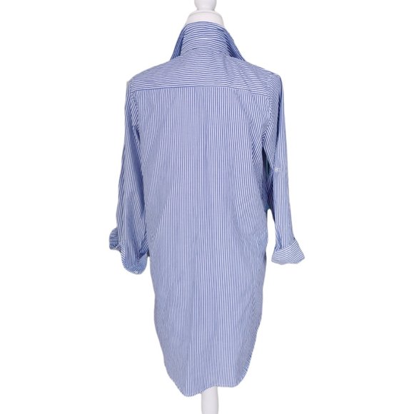 Striped Embroidered Flower Long Tunic Shirt - Size Medium - Picture 3 of 3